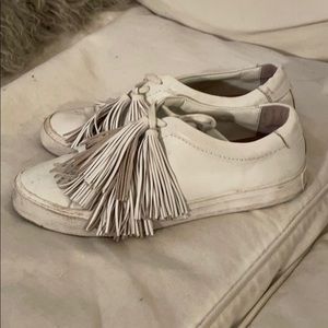 Loeffler Randall White Fringe Low Top Sneakers